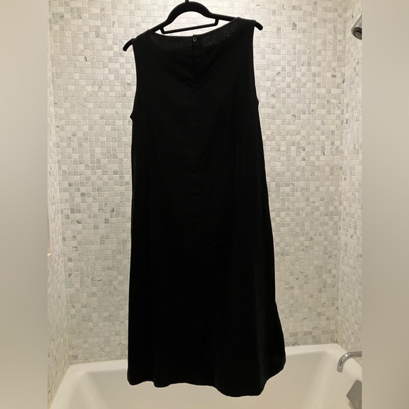 Uniqlo black linen maxi dress M quiet luxury - Picture 6 of 7